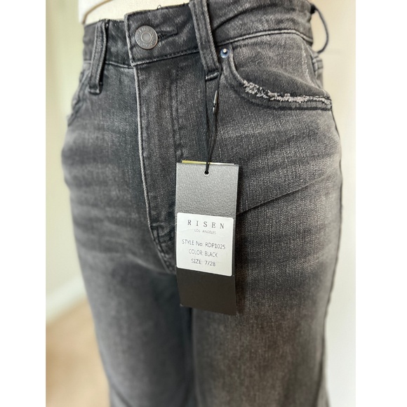 Risen High Rise Cropped Wide Leg Jeans (RDP1025) Black  NWT - Picture 6 of 10